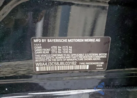 2018 BMW 430Xi Gran Coupe from USA, damaged, VIN WBA4J3C58JBL03182